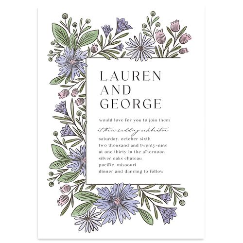 Timeless Wildflowers Wedding Invitations Purple Haze Signature Blank No Standard