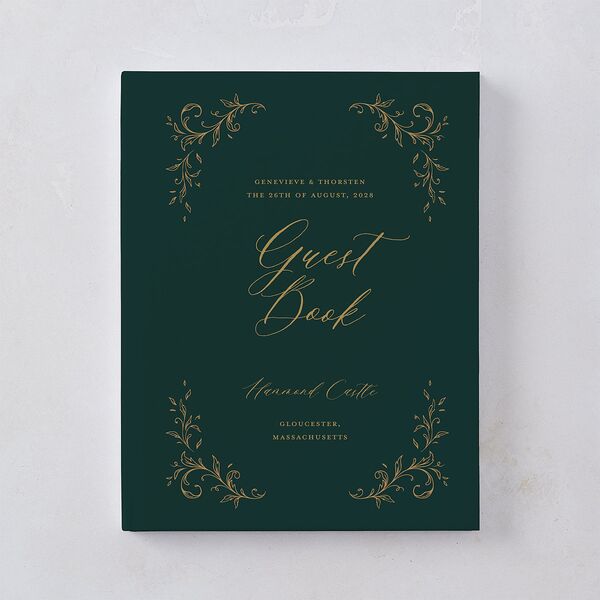 Dark Vintage Fantasy Guest Books Dark Emerald