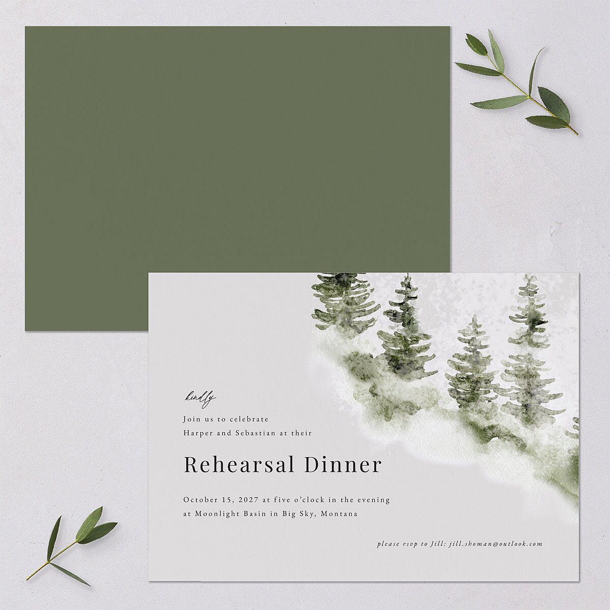 Snowy Mountainside Rehearsal Dinner Invitations Thyme Signature Blank Standard
