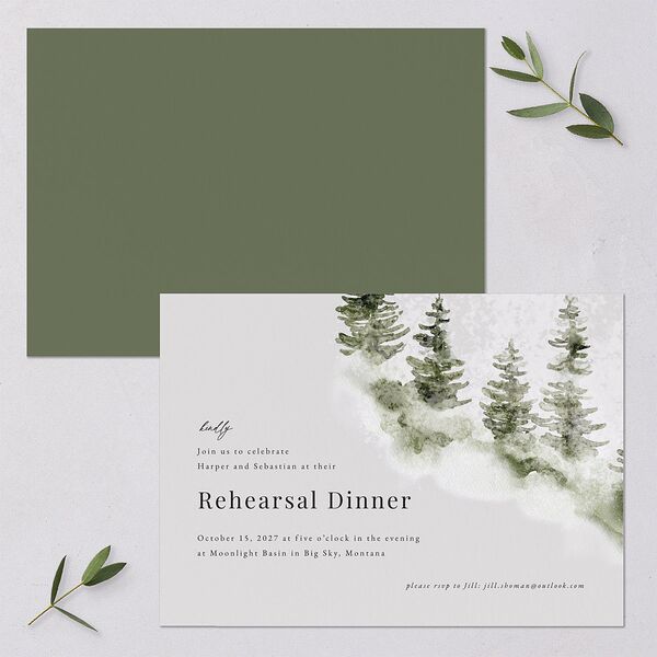 Snowy Mountainside Rehearsal Dinner Invitations Thyme Signature Blank Standard
