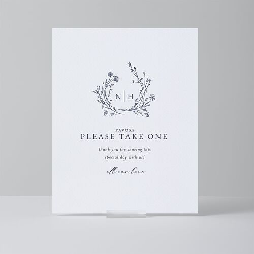 Natural Monogram Standard Favor Tabletop Sign Small Midnight Navy Standard Indoor Foam Core S Tabletop Favor