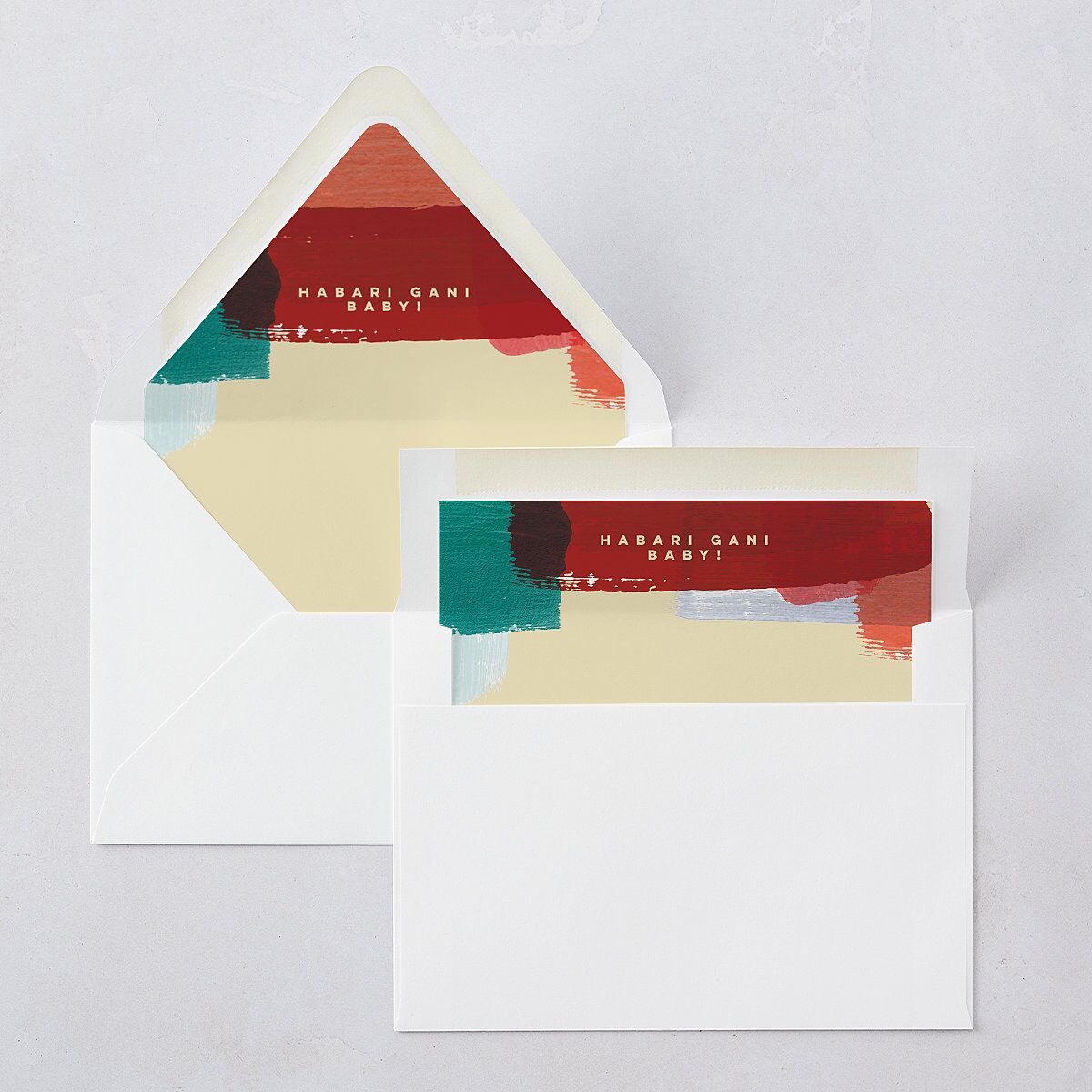 Baby's First Kwanza Painted Watercolor Euro Envelope Liners Red Clay Luxe