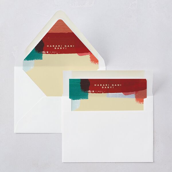 Baby's First Kwanza Painted Watercolor Euro Envelope Liners Red Clay Luxe