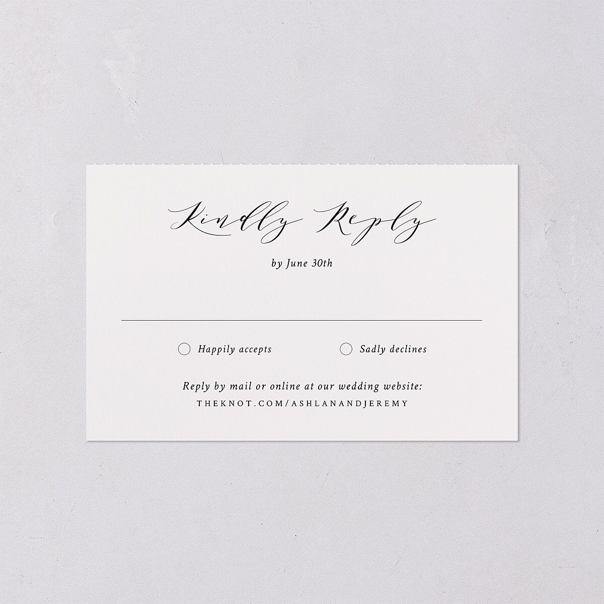 Simply Elegant All-in-One Wedding Invitations Champagne Signature Light Both Recipient and Return Addresses