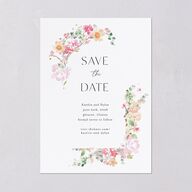 Pastel Flower Arch Foil Save the Date Cards Gold Pink Cotton Signature smooth Blank No Standard