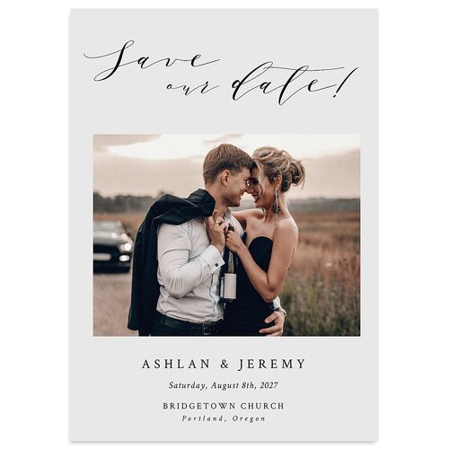 Simply Elegant Save The Date Cards Pale Blue Signature smooth Blank No Standard