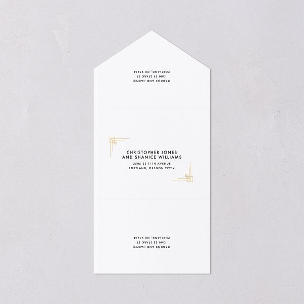 Vintage Hollywood All-in-One Wedding Invitations Licorice Signature Light Both Recipient and Return Addresses No