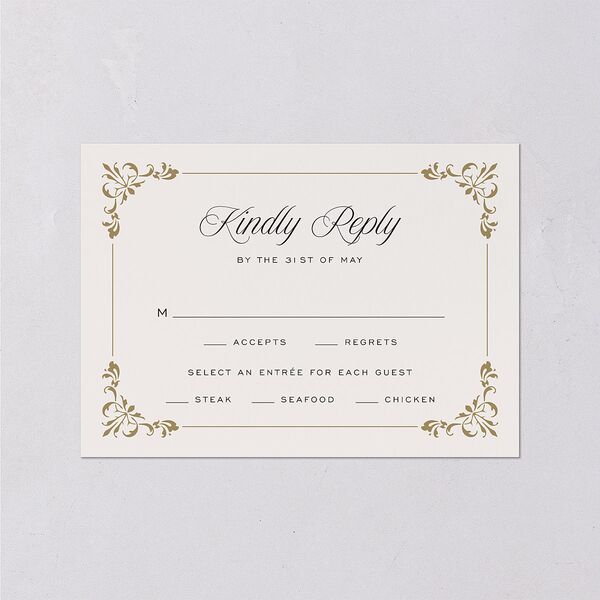 Old Money Wedding Response Cards Champagne Signature Standard