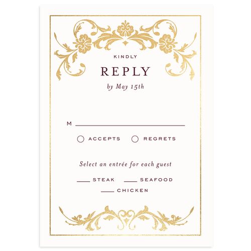 Romantic Vintage Luxury Foil Wedding Response Cards Gold Burgundy Signature Standard