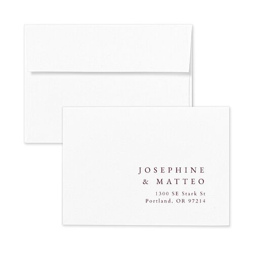 Double Frame Wedding Response Card Standard Envelopes White Bordeaux Return Address Signature Standard