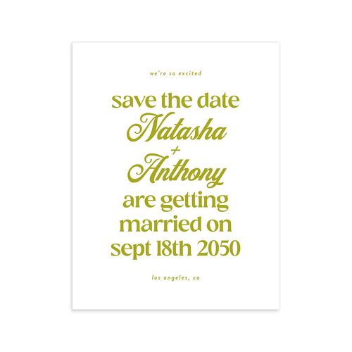 Modern Retro Type Save the Date Petite Cards Brass Signature smooth Blank No Standard