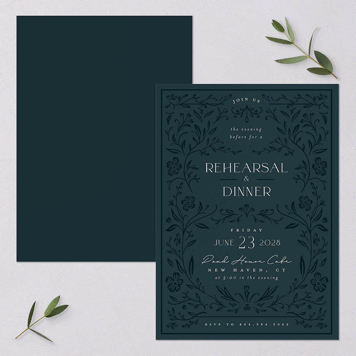 Storybook Filigree Rehearsal Dinner Invitations Dark Night Signature Blank Standard