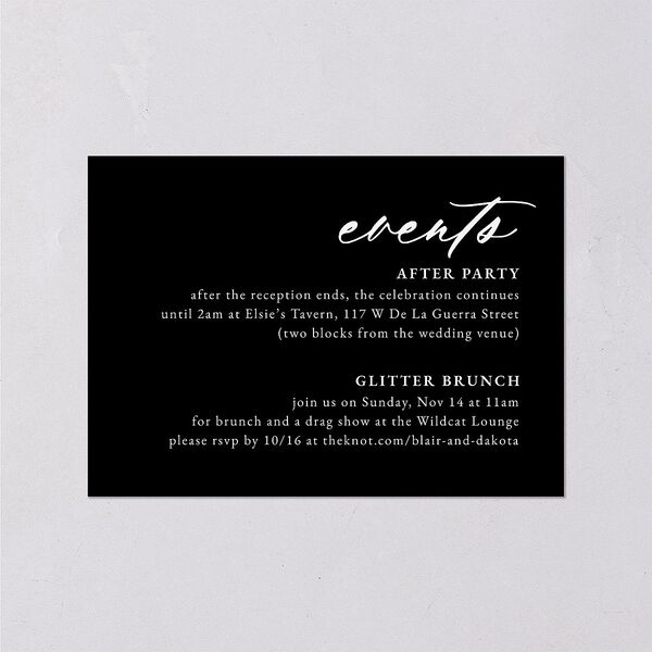 Vertical Names Wedding Itinerary Cards Licorice Signature Itineraries