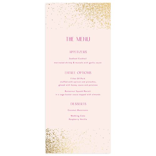 Shimmering Frame Menus Gold Pink Cotton Signature