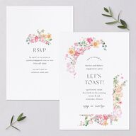 Pastel Flower Arch Engagement Party Invitations Pink Cotton Signature Blank Standard