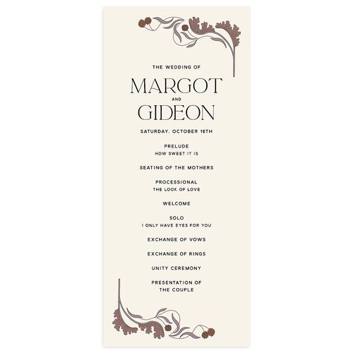 Climbing Leaves Wedding Programs Copper Signature