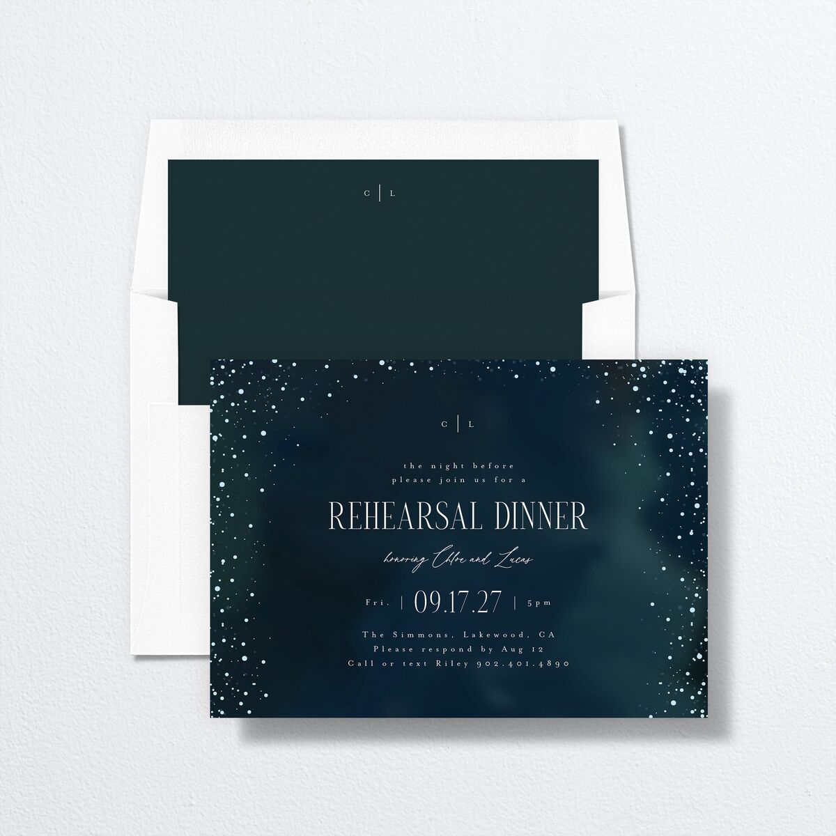 Sparkling Night Rehearsal Dinner Invitations Navy Signature