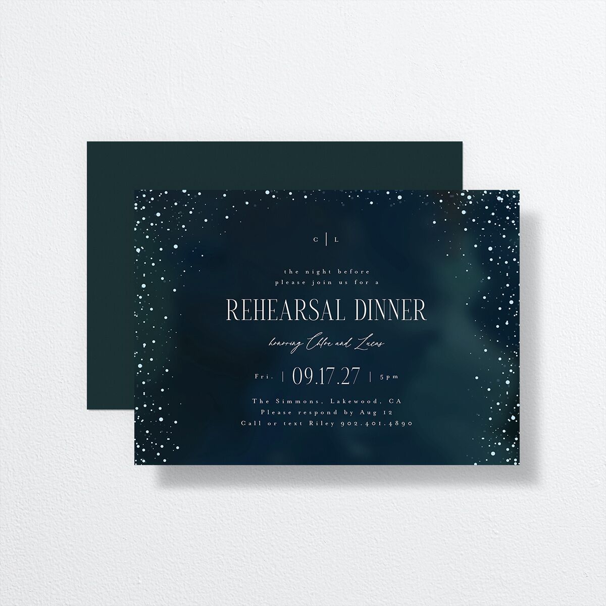 Sparkling Night Rehearsal Dinner Invitations Navy Signature
