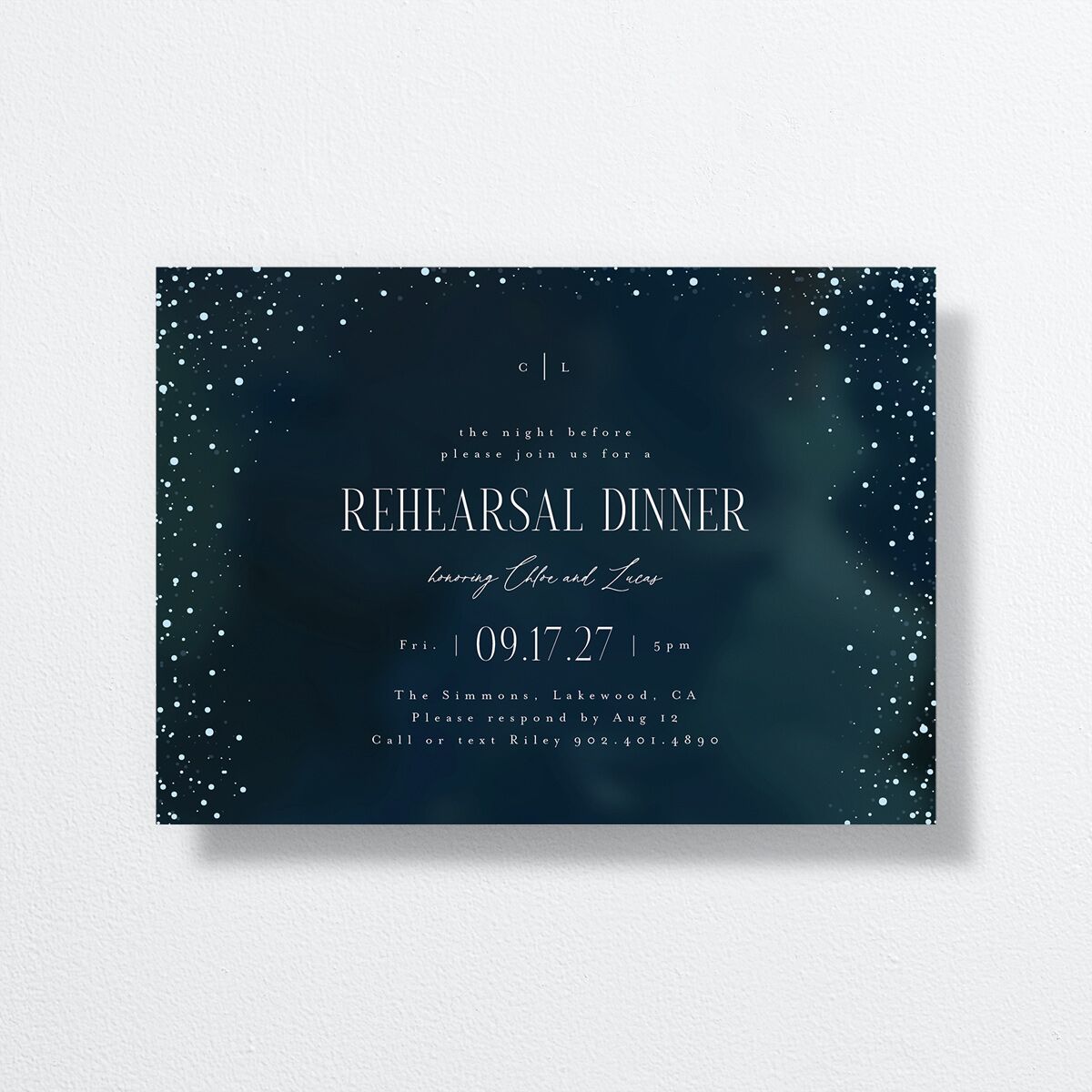 Sparkling Night Rehearsal Dinner Invitations Navy Signature