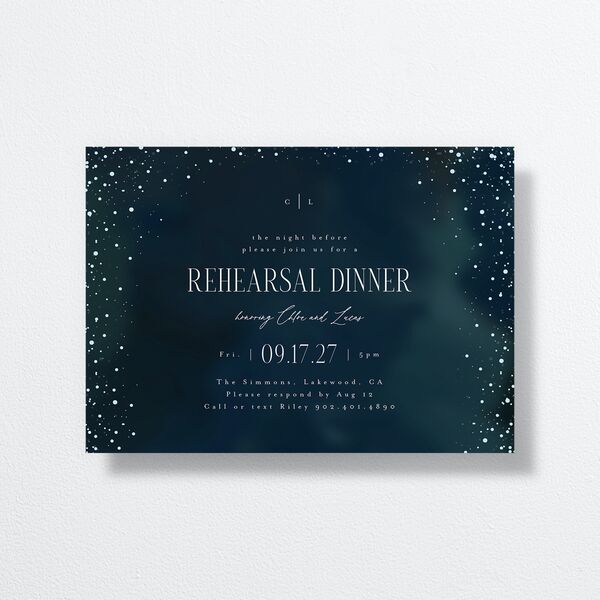 Sparkling Night Rehearsal Dinner Invitations Navy Signature