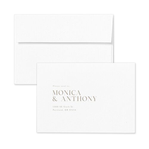 Simple Editorial Photo Response Card Envelopes Sand White Return Address Signature Standard