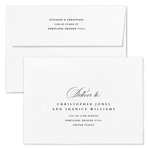 Elegant Edge Rehearsal Dinner Invitation Envelopes Kraft Moody Blue Both Recipient and Return Addresses Signature Standard