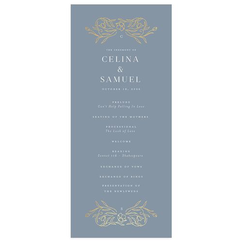 Floral Opulence Foil Wedding Programs Gold Navy Signature