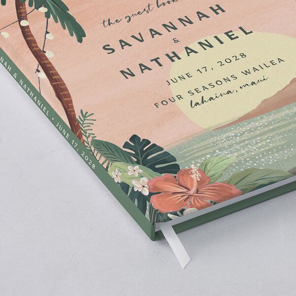 Vintage Hawaiian Island Wedding Guest Book Eucalyptus