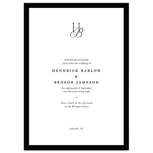 Refined Monogram Wedding Invitations Midnight Signature Blank No Standard