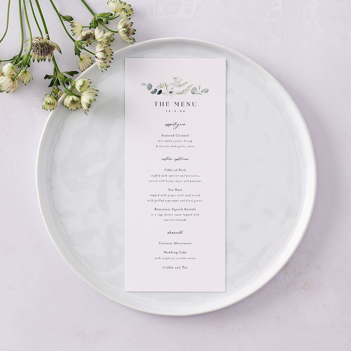 Elegant Anemone Menus Ice Blue Signature