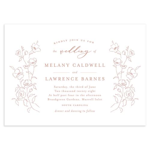 Floral Adornment Wedding Invitations Dusty Rose Signature Blank No Standard