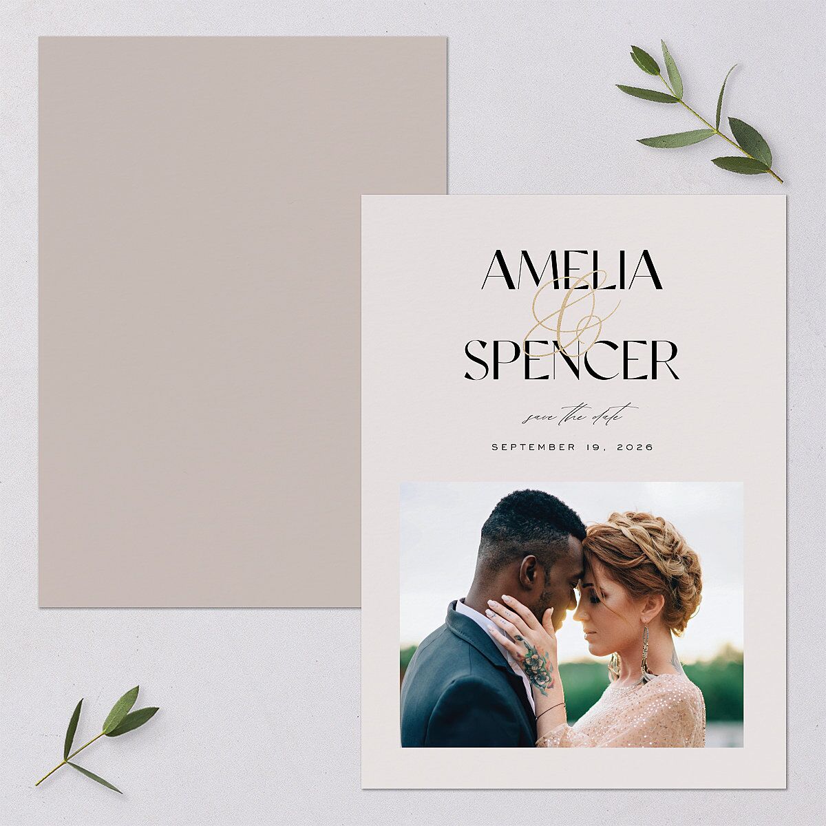 Together Save The Date Cards Gold Mist Signature smooth Blank No