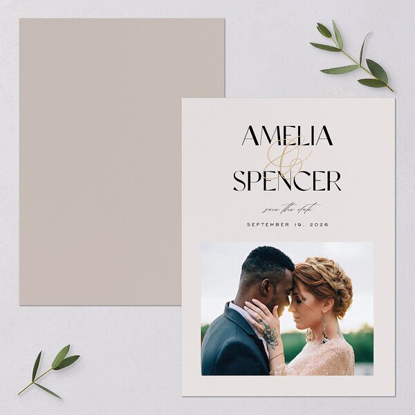 Together Save The Date Cards Gold Mist Signature smooth Blank No