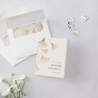 Ginkgo Leaves Thank You Cards Gold Champagne
