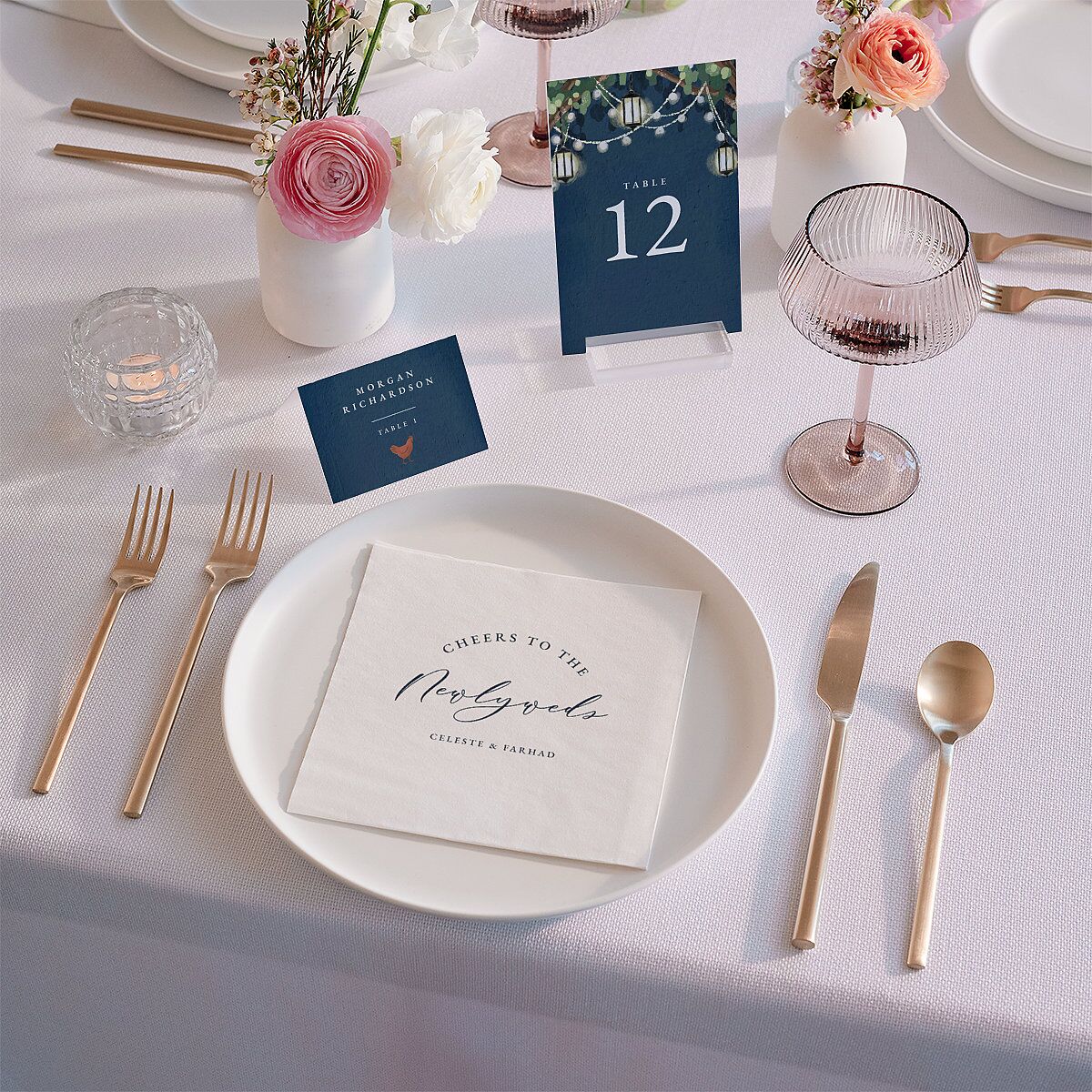 Illuminated Trees Luncheon Napkins Moody Blue Napkin Uncoined