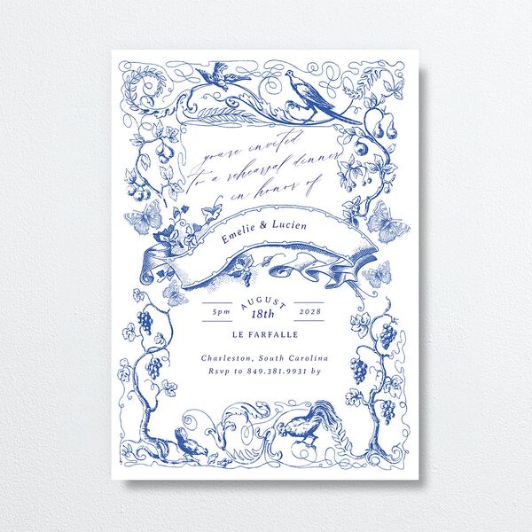 Vintage Toile Rehearsal Dinner Invitations Sapphire Signature Blank Standard