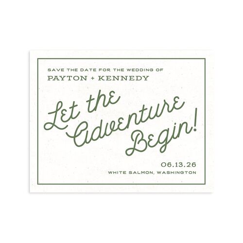 Happy Campers Save the Date Petite Cards Deep Olive Signature smooth Blank No Standard