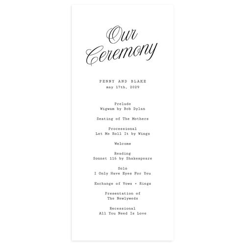 Vintage Script Wedding Programs Pure White Signature