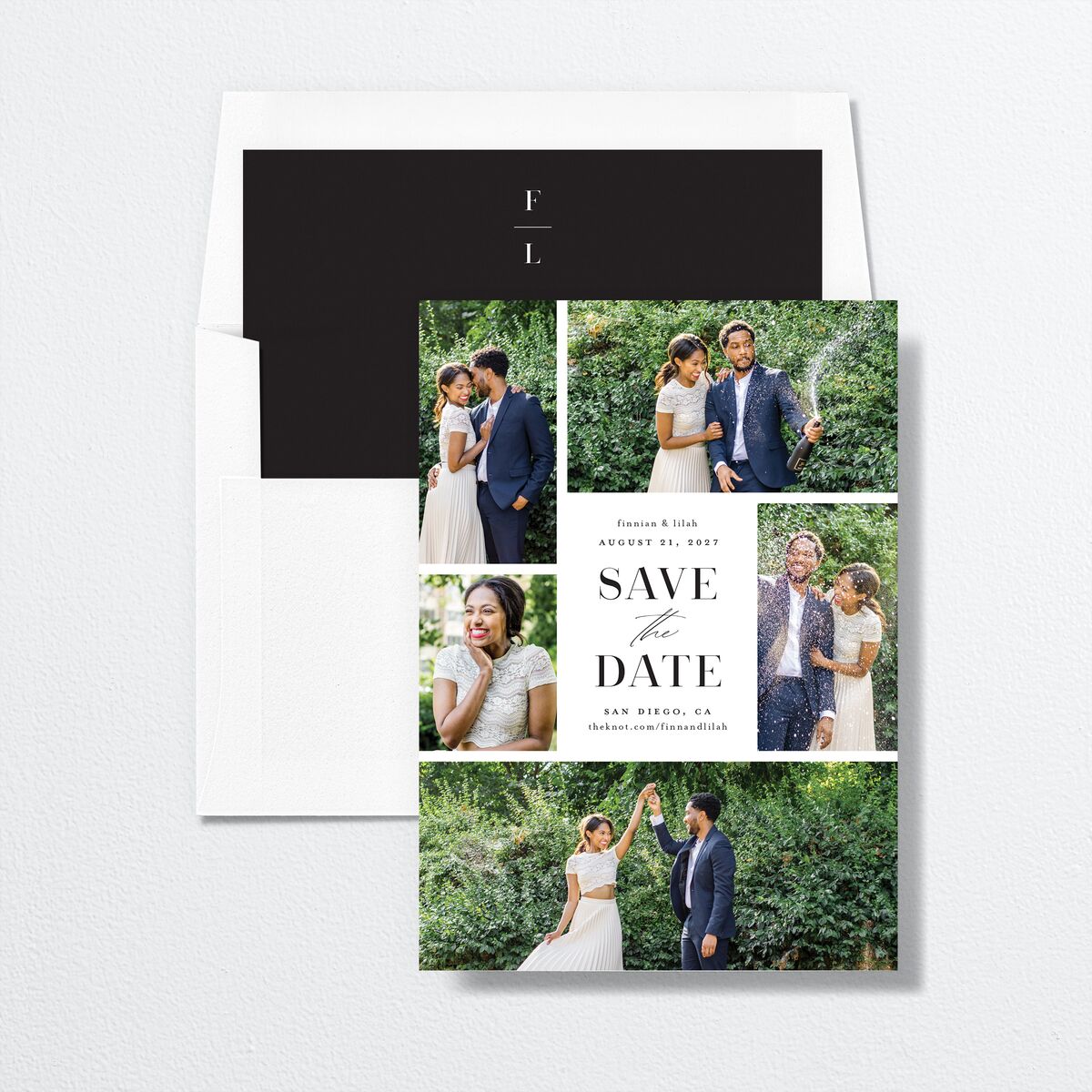 Portrait Gallery Save the Date Cards envelope-and-liner in White