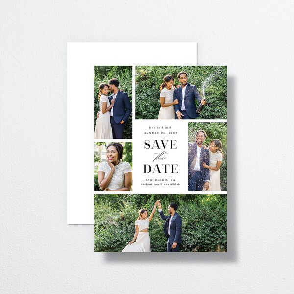 Portrait Gallery Save the Date Cards front-and-back in White