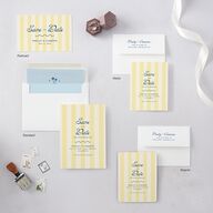 Cabana Stripes Save the Date Postcards Lemon