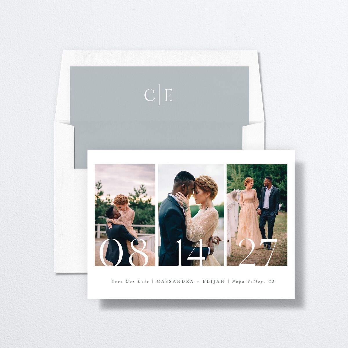 Triptych Date Save the Date Cards Pure White Signature smooth No Standard