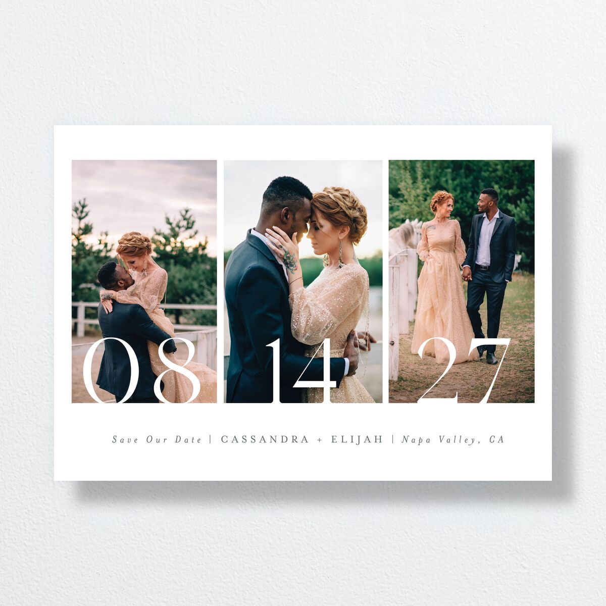 Triptych Date Save the Date Cards Pure White Signature smooth No Standard
