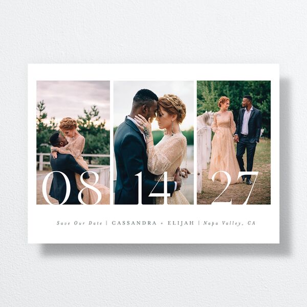 Triptych Date Save the Date Cards front in White