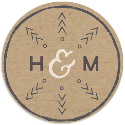 Vintage Mountain Wedding Stickers Espresso Circle