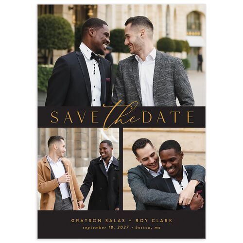 Elegant Grid Save the Date Cards - Black