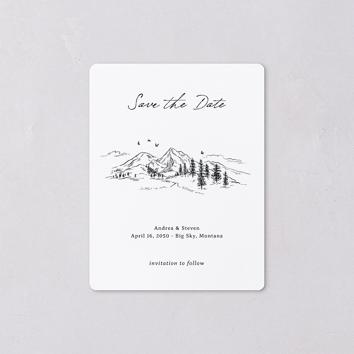 Elegant Mountain Monogram Save The Date Magnets Pure White Magnet Paper