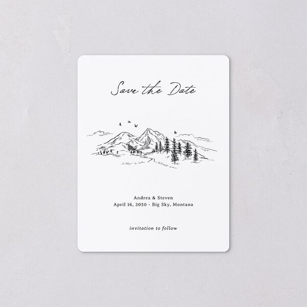 Elegant Mountain Monogram Save The Date Magnets Pure White Magnet Paper