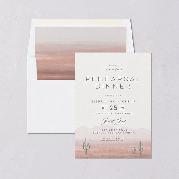 Painted Desert Rehearsal Dinner Invitations Dusty Rose Signature Blank Standard
