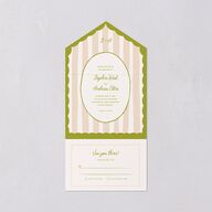 Eclectic Painted Stripes All-in-One Wedding Invitations Pear Signature Light Both Recipient and Return Addresses No